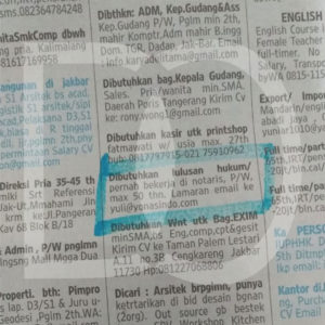 Iklan baris Kompas - contoh 2