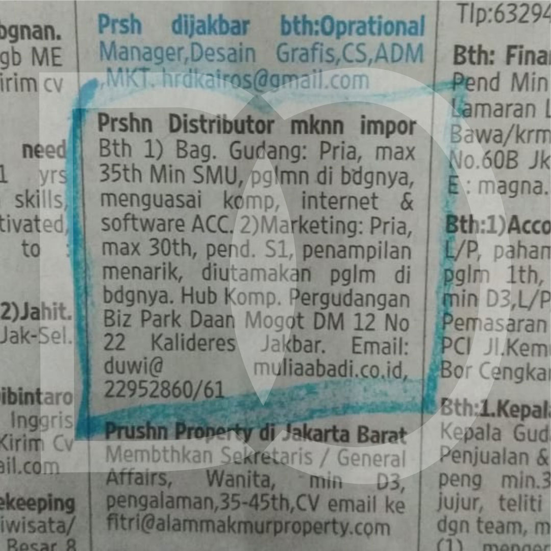 Iklan baris Kompas - contoh 3