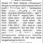 Contoh Iklan Pengumuman Penurunan Modal