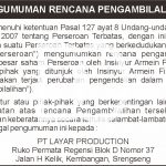 Contoh Iklan Pengumuman Pengambilalihan Saham